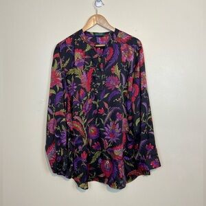 Lauren Ralph Lauren Floral Satin Blouse Colorful